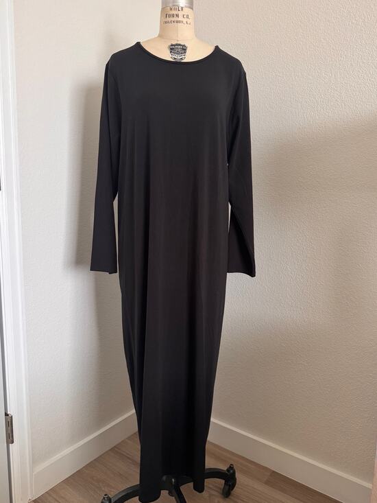 Eileen Fisher Dresses & Skirts - Eileen Fisher Tencel Lyocell Maxi Shift Dress Black Long Sleeve Plus Size 1X